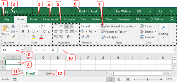 Program window of Excel.