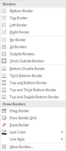 List with border styles.