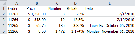 Example formatting numbers.
