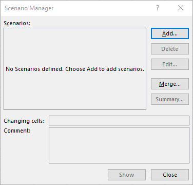 Dialog box Scenario Manager.