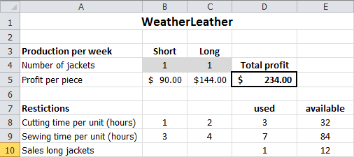 Example of a calculation model WeatherLeather.