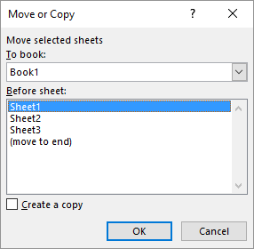 Dialog box Move or Copy worksheet.